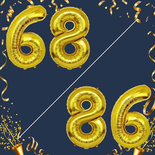 40 Inch Big Gold Large Number 68 86 Mylar Foil Balloon For Helium & Air Filled Premium Self Seal Bal.jpg