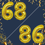 40 Inch Big Gold Large Number 68 86 Mylar Foil Balloon For Helium &amp; Air Filled Premium Self Seal Bal