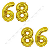 40 Inch Big Gold Large Number 68 86 Mylar Foil Balloon For Helium &amp; Air Filled Premium Self Seal Bal