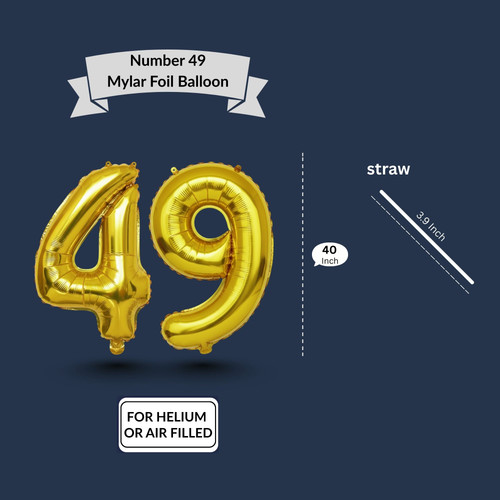 40 Inch Big Gold Large Number 49 Mylar Foil Balloon For Helium & Air Filled Premium Self Seal Balloo.jpg