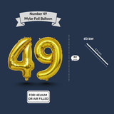 40 Inch Big Gold Large Number 49 Mylar Foil Balloon For Helium &amp; Air Filled Premium Self Seal Balloo