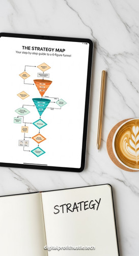 36 Overhead view of a tablet displaying a funnel flowchart a gold stylus a white notebook with STRAT.jpg