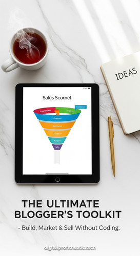45 Overhead view of a tablet displaying a sales funnel graph a gold pen a notebook with IDEAS writte.jpg