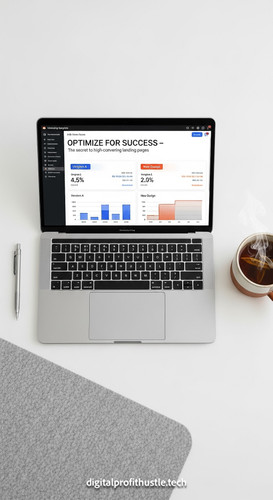 33 Flat lay of a MacBook showing a funnel splittest AB test a silver pencil a grey felt desk mat and.jpg