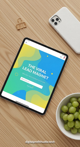 32 Overhead shot of an iPad displaying a colorful lead magnet page a gold paperclip a white leather .jpg