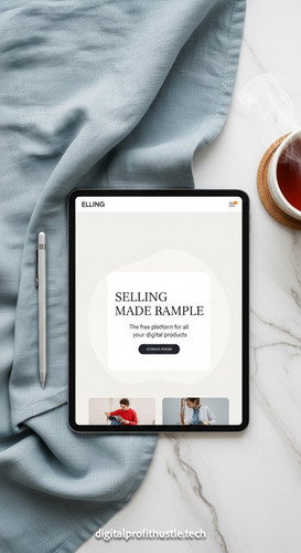 62 Flat lay of an iPad showing a digital product delivery page a silver stylus a blue linen cloth an.jpg