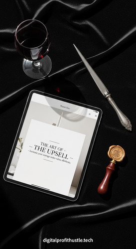 70 Flat lay of an iPad with a Thank You page a silver letter opener a wax seal stamp and a glass of .jpg