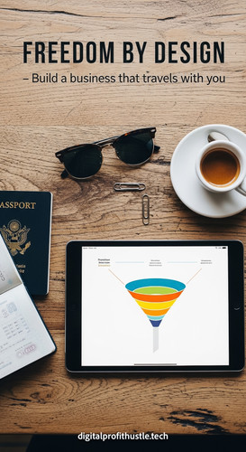85 Flat lay of an iPad on a rustic wooden cafe table showing a funnel chart a passport a pair of sun.jpg