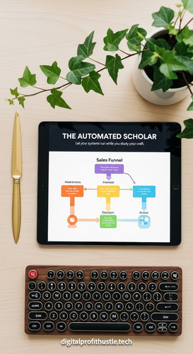 80 Topdown view of a tablet with a sales funnel workflow a brass letter opener a dark wood keyboard .jpg