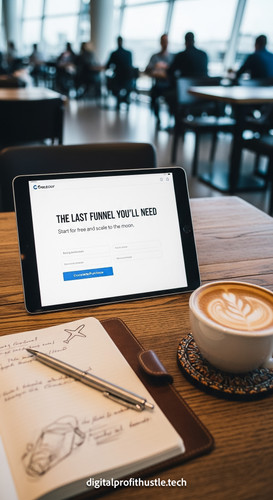 104 Topdown view of a tablet showing a checkout page a silver pen a travel journal and a cup of coff.jpg