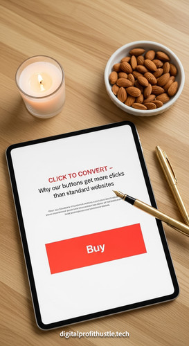 120 Topdown view of a tablet showing a sales page with a large Buy button a gold pen a white candle .jpg
