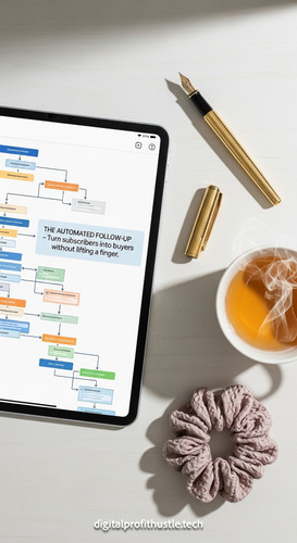 109 Flat lay of an iPad displaying an automated email sequence map a gold fountain pen a silk hair t.jpg