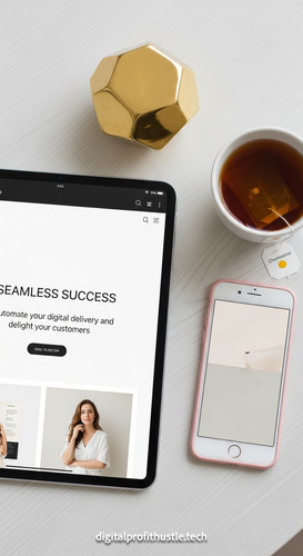 151 Flat lay of an iPad showing a lead magnet delivery page a gold paperweight a pink iPhone and a c.jpg