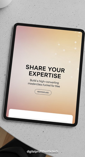 140 Overhead view of an iPad showing a landing page for a masterclass a gold pen a small white candl.jpg