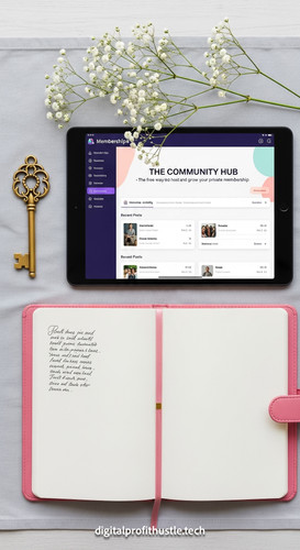 147 Flat lay of a tablet showing a membership site dashboard a gold key a pink leather journal and a.jpg