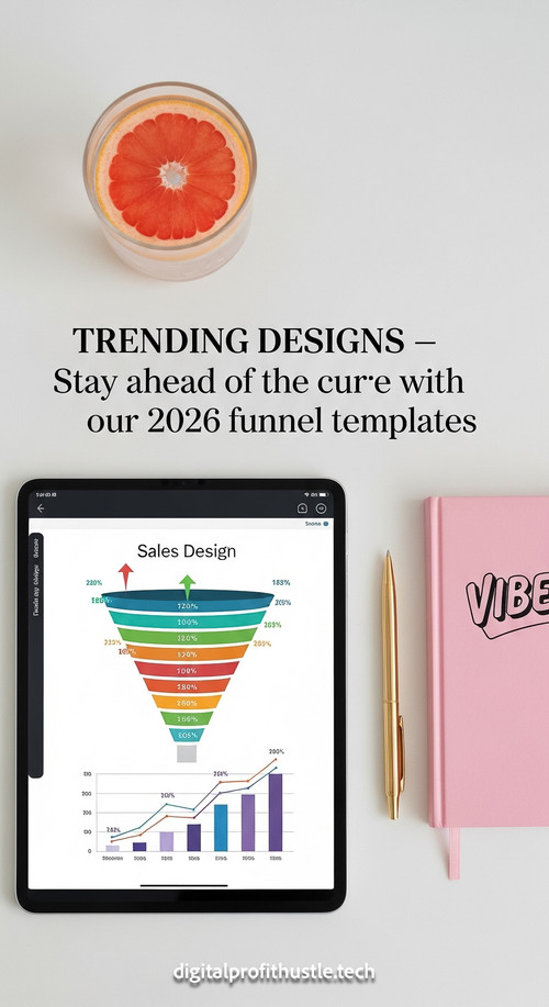 152 Overhead shot of a tablet displaying a sales funnel graph a gold pen a pink notebook with VIBES .jpg