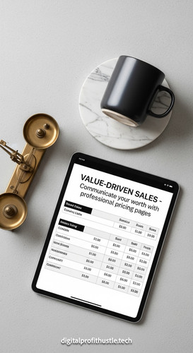 163 Flat lay of an iPad displaying a pricing table a set of vintage scales a white marble coaster an.jpg