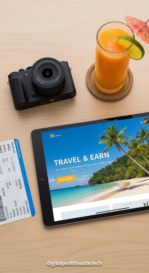 166 Overhead shot of a tablet with a landing page design a small travel camera a boarding pass and a.jpg