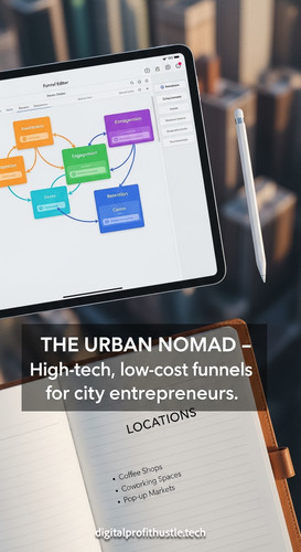 172 Topdown view of a tablet with a funnel editor a silver stylus a notebook with LOCATIONS and a vi.jpg