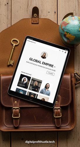 161 Flat lay of an iPad showing a membership portal design a brass key a leather satchel and a small.jpg