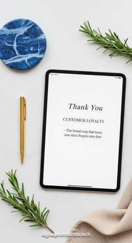 183 Flat lay of an iPad displaying a Thank You page a gold pen a blue marble coaster and a sprig of .jpg
