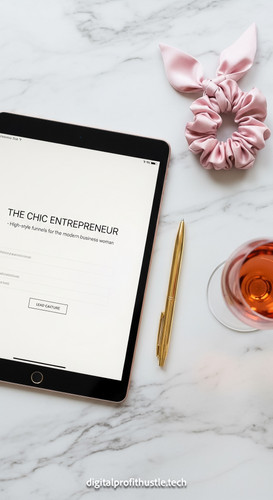 195 Flat lay of an iPad on a white marble desk showing a lead capture form a gold pen a silk scrunch.jpg