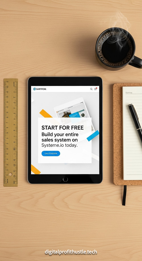 194 Overhead view of a tablet showing a sales page for a digital product a brass ruler a cork notebo.jpg