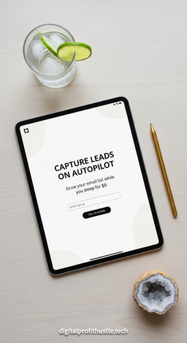 2 Overhead view of a tablet displaying a lead capture page a gold stylus a small crystal geode and a.jpg