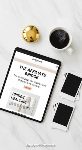 7 Flat lay of a tablet showing a bridge page design a gold paperweight a stack of blank polaroids an.jpg