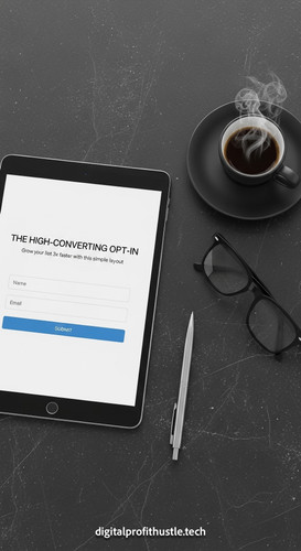 21 Flat lay of an iPad on a dark grey stone desk showing a lead capture form a silver pen a pair of .jpg