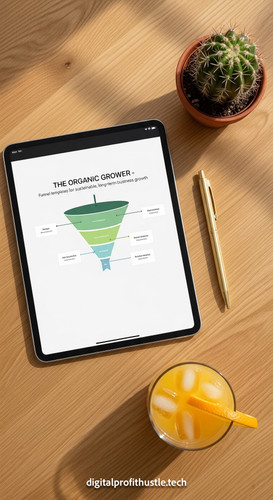 31 Flat lay of an iPad on a light oak desk showing a clean funnel layout a gold pen a small terra co.jpg