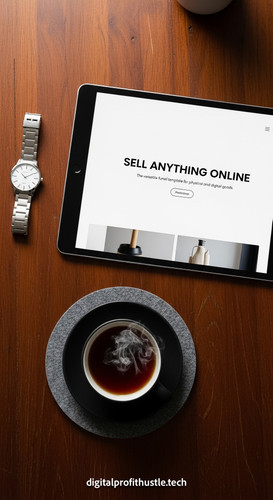 24 Topdown view of a tablet displaying a product page a silver watch a grey felt coaster and a cup o.jpg