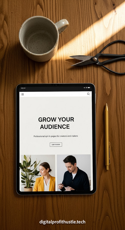 32 Overhead view of a tablet displaying a lead capture page a gold stylus a pair of gardening shears.jpg