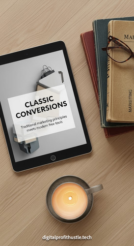 52 Overhead shot of a tablet with a lead magnet mockup a stack of vintage marketing books a pair of .jpg