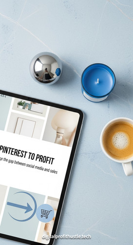 27 Flat lay of a tablet showing a bridge page design a silver paperweight a small blue candle and a .jpg