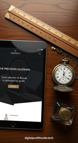 54 Topdown view of a tablet displaying a checkout page a wooden ruler a pocket watch and a small ink.jpg