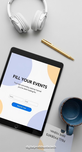 75 Overhead view of an iPad showing a webinar registration page a gold pen a white pair of headphone.jpg