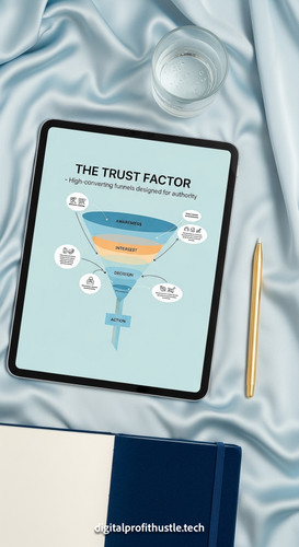 74 Flat lay of an iPad on a light blue silk cloth showing a sales funnel blueprint a gold stylus a b.jpg
