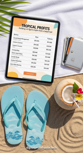 69 Flat lay of an iPad displaying a pricing table a silver credit card holder a pair of flipflops an.jpg