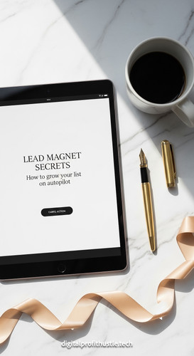 8 Flat lay of an iPad displaying an email optin page a gold fountain pen a silk ribbon and a white c.jpg