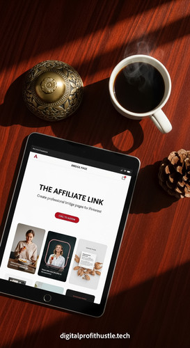 85 Flat lay of a tablet showing a bridge page design a brass paperweight a small pinecone and a cup .jpg