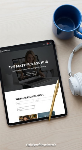 94 Overhead view of an iPad showing a webinar registration page a gold pen white headphones and a bl.jpg