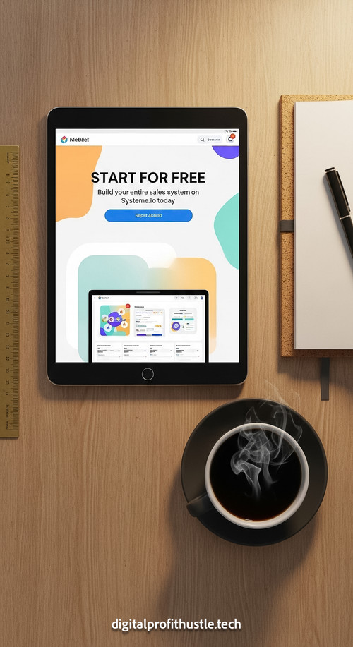 88 Overhead view of a tablet showing a sales page for a digital product a brass ruler a cork noteboo.jpg