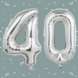 32 Inch Big Sliver Large Number 40 Mylar Foil Balloon For Helium &amp; Air Filled Premium Self Seal Ball