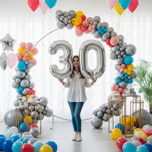 32 Inch Big Sliver Large Number 30 Mylar Foil Balloon For Helium & Air Filled Premium Self Seal Ball.jpg
