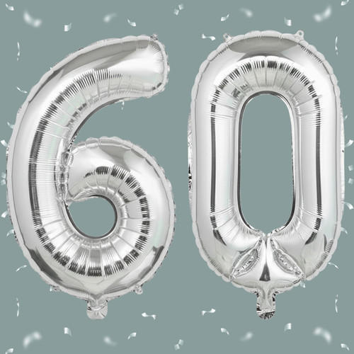 32 Inch Big Sliver Large Number 60 Mylar Foil Balloon For Helium & Air Filled Premium Self Seal Ball.jpg