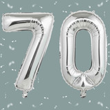 32 Inch Big Sliver Large Number 70 Mylar Foil Balloon For Helium &amp; Air Filled Premium Self Seal Ball