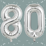 32 Inch Big Sliver Large Number 80 Mylar Foil Balloon For Helium &amp; Air Filled Premium Self Seal Ball