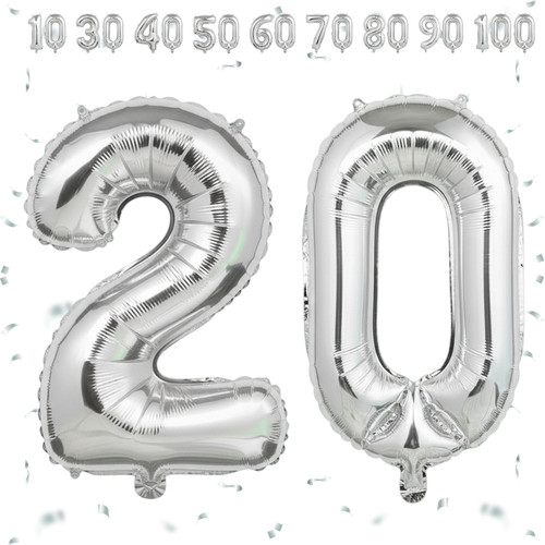 32 Inch Big Sliver Large Number 20 Mylar Foil Balloon For Helium & Air Filled Premium Self Seal Ball.jpg