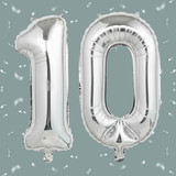 32 Inch Big Sliver Large Number 10 Mylar Foil Balloon For Helium &amp; Air Filled Premium Self Seal Ball
